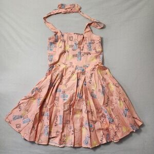 Pinup Couture Atomic Dress Flare 2XL Pink 50s Retro Halter Rockabilly Vanity